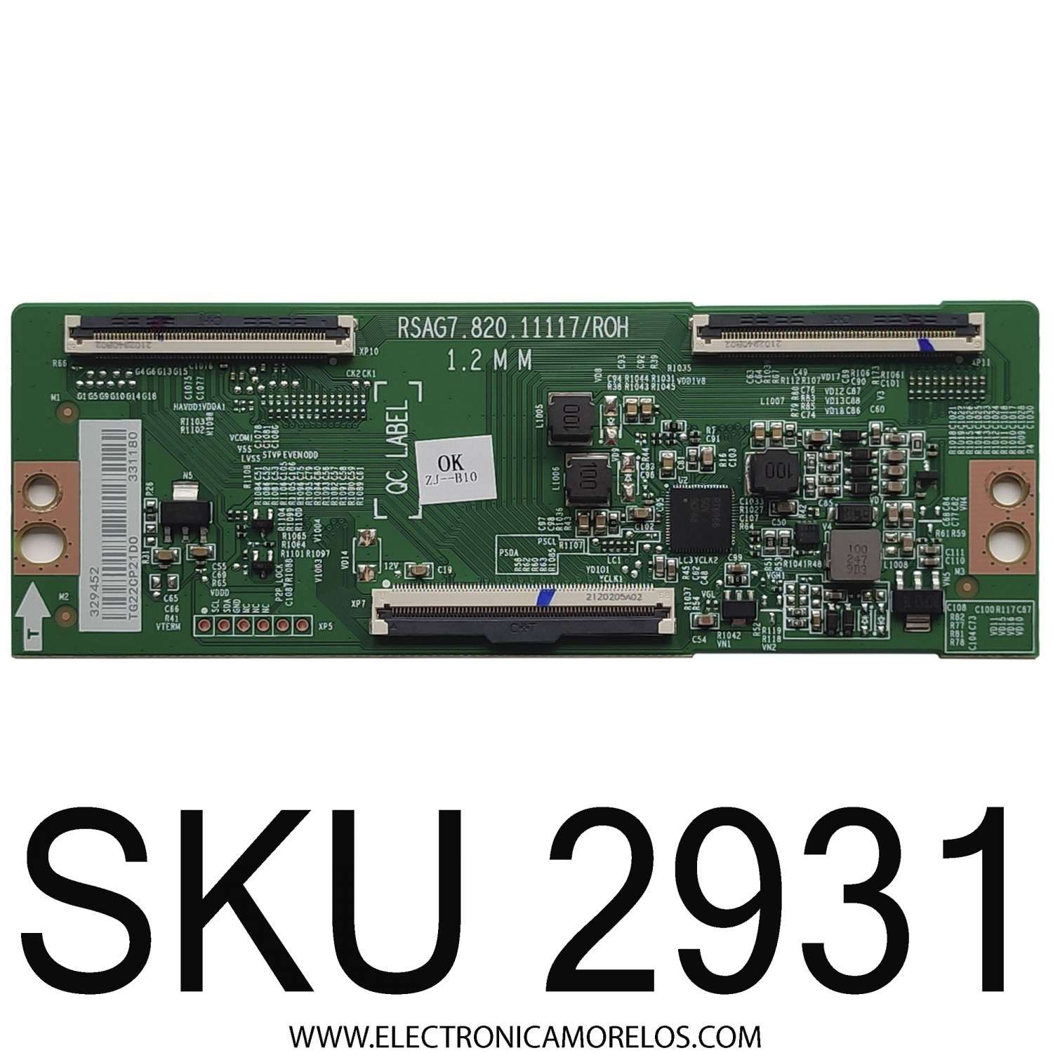 T-CON PARA TV HISENSE / NUMERO DE PARTE 329452 / RSAG7.820.11117/ROH / 33118 / PANEL'S HD650Y1U72-T0L2\SM\MCKD3A\ROH / HD650Y1U72-T0L2\S2\SM\ROH / DISPLAY HV650QUB-F70 / MODELO 65R6E4 65A53FUR